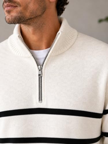 ColorChakra Mens Woolen Sweater Zipper White Off White - Image 7