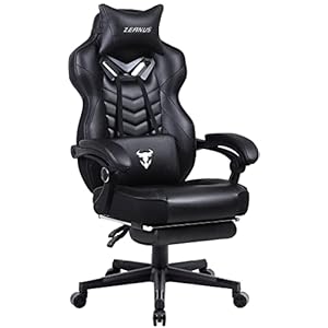 Zeanus Gaming Chairs for Adults Black Recliner Computer Chair with Footrest Ergonomic PC Gaming Chair with Massage High Back Chair for Gaming Big and Tall Gamer Chair Large Computer Gaming Chair