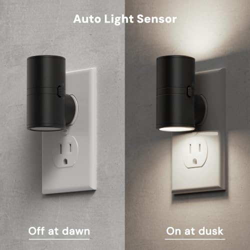 Image of L LOHAS LED Bright Night Lights Plug into Wall,Daylight White,Rotating,Mini | Dimmable Nightlight Plug in, Light Sensor Night Light, LED Nightlights, Hallway Bedroom Bathroom Kitchen,[Black Shade,4 Pack]