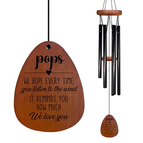 Foyoulame Pops Gifts Wind Chimes, Gifts for PopsGrandpa Wind Chimes for Outside, PopsGifts for Fathers Day Christmas Birthday from Grandkids Grandchildren, Pops We Love You Chime 26" Inches