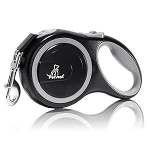 Retractable Dog Leash – Extendable up to 26 FT, Heavy Duty Nylon Tape, No-Tangle, One-Handed Brake & Lock, for Small to X-Large Dogs up to 110 lbs (Black)