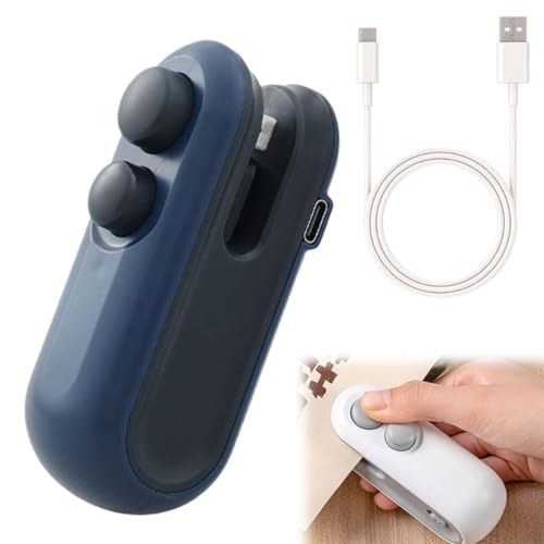 Mini Sellador de Bolsas,Mini Selladora de Bolsas,Selladora Termica,Termoselladora de Bolsas,Máquina de Sellado Térmico,Envasadora al Vacío Doméstica,Selladora Bolsas de Plastico (Azul)