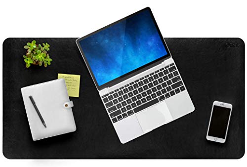 Premium Leather Desk Pad Perfect for Protecting Desk Surfaces. Use for Smooth Writing or Mouse Pad. Desk Blotter for Home & Office with Non Slip Backing - Desk mat with Comfy Wrist Support - 34x17in