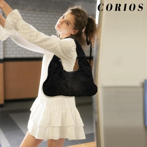 Image of CORIOS Women Denim Handbag Large Capacity Shoulder Bag Casual Tote Bag Retro Top Handle Bag Jean Purse Lightweight Hobo Bag