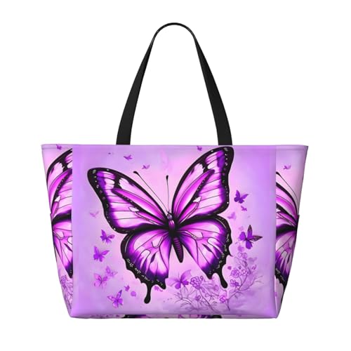 Purple Butterfly Large Capacity Waterproof Sandproof Multifunctional Beach Travel Camping Picnic Storage Bag2