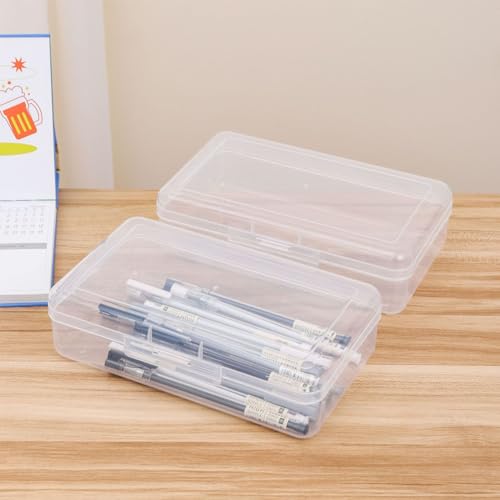 Image of 4 Pack Rectangular Clear Plastic Storage Containers, 8x4.7x2.3 inch | Hinged Lid, For Beads and Small Craft Items