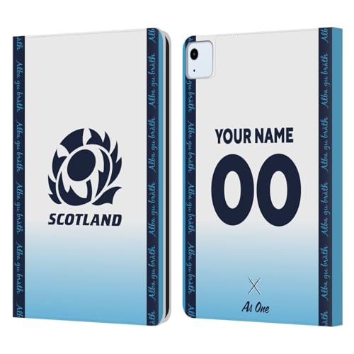 Head Case Designs Officially Licensed Custom Customized Personalized Scotland Rugby Away 2024/25 Kit Leather Book Wallet Case Cover Compatible with Apple iPad Air 11 2020/2022/2024
