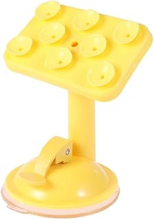 حامل بلاستيك للموبايل للتثبيت على اللمكتب أو تابلوه السيارة دوار 360 درجة ب 15 نقطة تثبيت شفاط أصفر