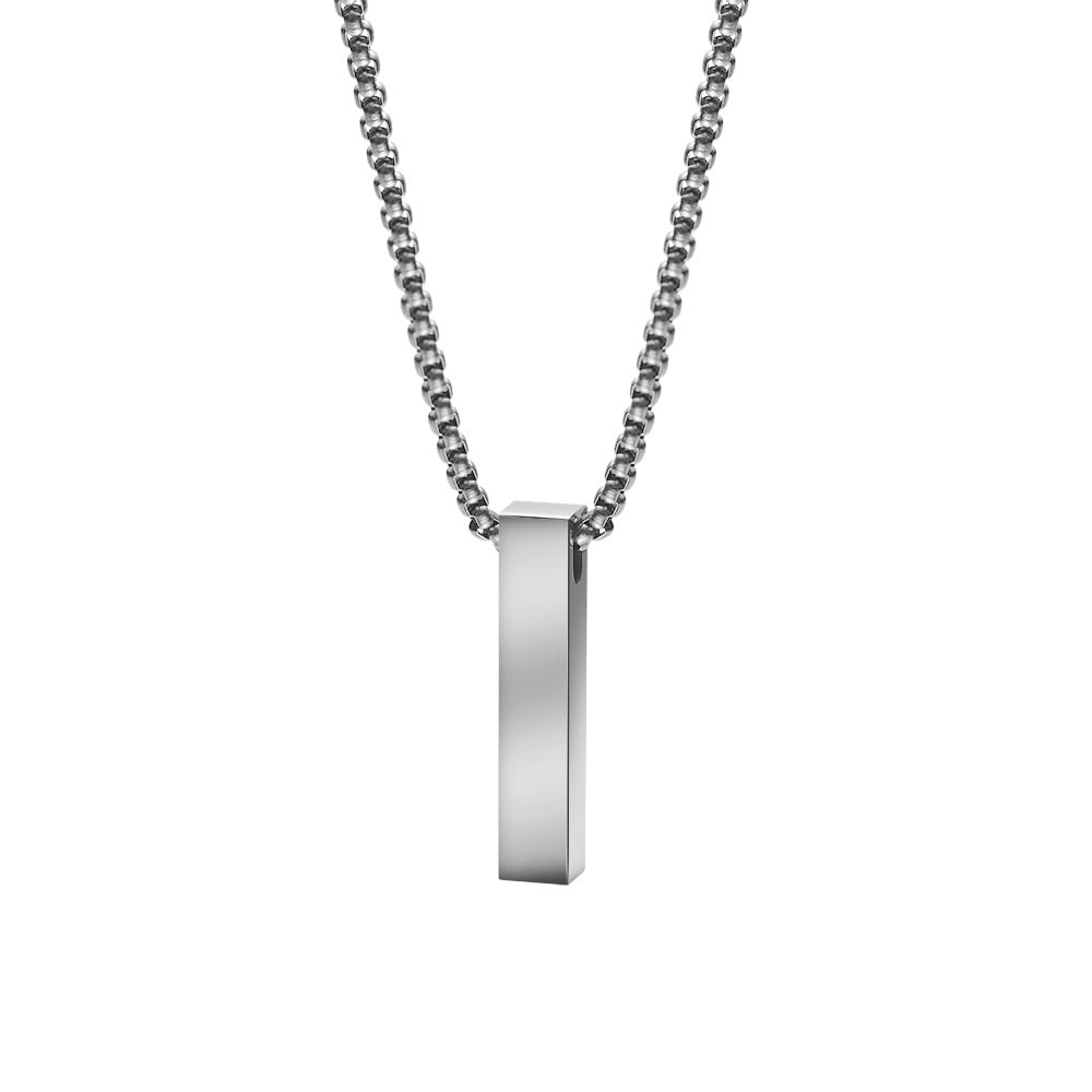 3D Engravable Vertical Bar Pendant Necklace