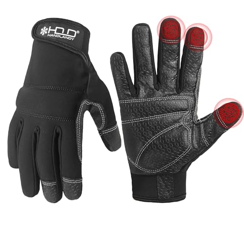 HANDLANDY Work Gloves for Men & Women, Utility Mechanic Working Gloves Touch Screen, Flexible Yard Work Gloves Black - Winter Version X-Large (Pack of 1)