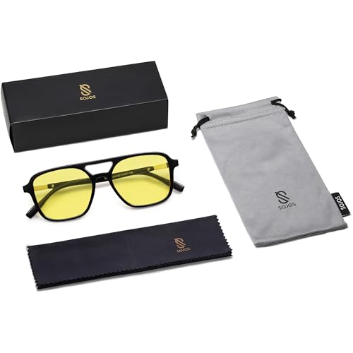 Image of SOJOS Retro Aviator Sunglasses for Women Men,Trendy Rectangle Womens Mens Shades Sun Glasses SJ2202