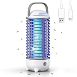 Bug Zapper Outdoor, Mosquito Zapper with LED Light, Rechargerable Mosquito Killer Lamp Fly Zapper Outdoor Indoor, Insect Zapper Electric Fly Traps, Mosquito Killer for Patio Yard Camping(Grey)