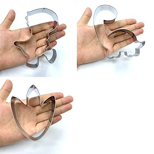 Liliao Cute Dinosaur Cookie Cutter Set - 3 Piece - T-Rex, Brontosaurus And Dinosaur Foot Biscuit Fondant Cutters - Stainless Steel #TOP2
