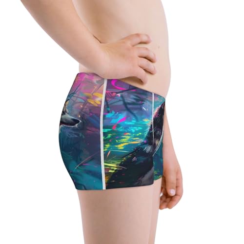 Boys' Cotton Boxer Brief Soft Underwear-Colorful Plant Wolf2