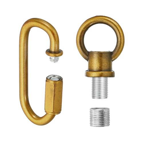 PATIKIL De Anilla Femenina Para Lámpara Con Roscado Fino M10 Y Adaptador M12 Cadena Enlace Rápido Anilla De Gancho Para Colgar De Araña Carga Máxima 88 Lbs Color Bronce Dorado