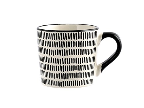 H&H Vhera Juego 6 Tazas Té, Stoneware, Blanco/Negro, 220 ml - Imagen 7