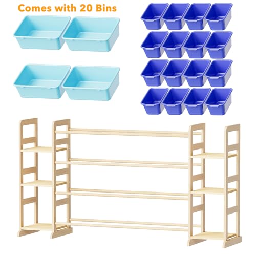 Image of SpaceAid Toy Storage Organizer with 6 Shelves and 20 Bins, Toy Organizers Storage Bookshelf, Kids Bin Shelf Toys Box Bookcase for Bedroom Playroom Organization Room Decor, Blue and Navy Blue