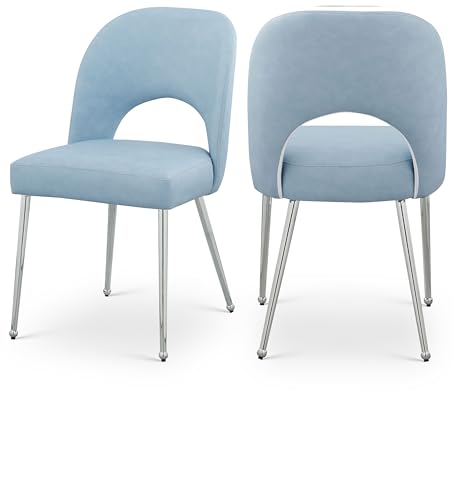 Meridian Furniture 999LtBlu-C Logan Collection Modern | Contemporary Vegan Leather Upholstered Dining Chair, Set of 2, Light Blue, 19.5' W x 22' D x 34' H