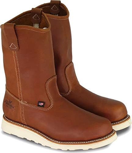 Thorogood American Heritage 11” Soft Toe Wellington Boots for Men Made from Premium Leather Featuring Slip-Resistant Wedge Outsole and Comfort Insole; EH Rated, Tobacco Oil-Tanned - 11.5 D(M) US