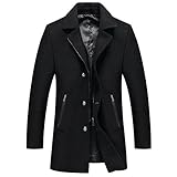 Mirecoo Abrigo de invierno para hombre, moderno, de algodón, para negocios, tiempo libre. Negro L