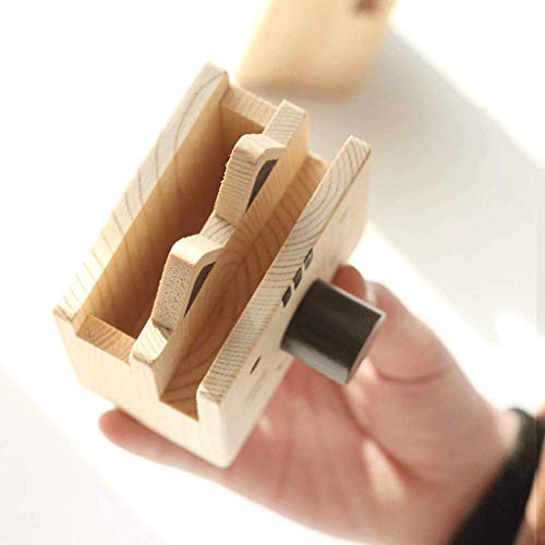Porte-Stylo en Bois Massif, Seau à stylos de Bureau, Animal Mignon avec Cadre de Lunettes et Support de Rangement pour téléphone Portable (élan)