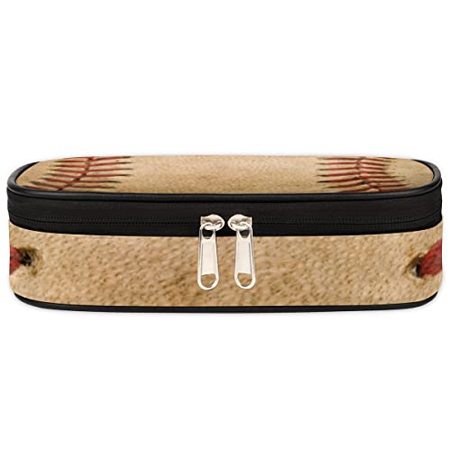 Image of Pardick Sport Big Capacity Pencil Pen Case Old Baseball Large Pencil Pouch with Zipper Compartments Pencil Bag for Boys Girls Adults Student Office School Supplies