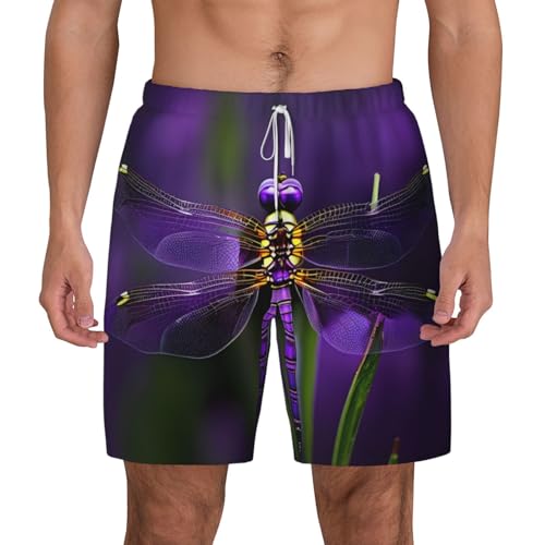 Short de bain homme séchage rapide respirant surf plage violet libellule