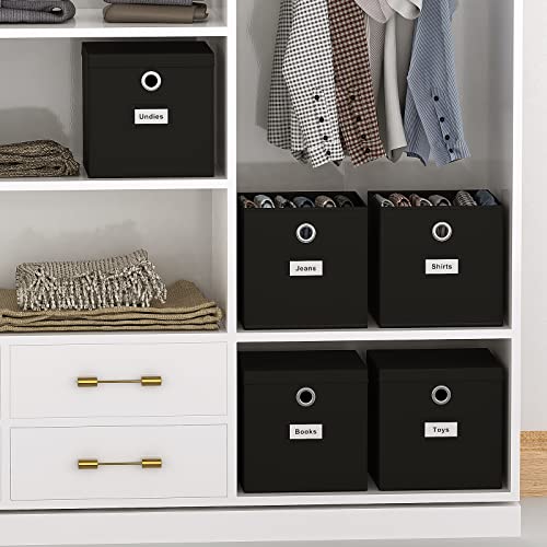 Pezin & Hulin Collapsible Fabric Storage Cubes With Lids, Foldable Cube Storage Bins For Closet Organzier, Lidded Home Storage Boxes With Label Cards, 6-Pack, Black (11×11×11 Inches) #TOP5