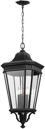 Feiss Generation Lighting OL5414BK Cotswold Lane Outdoor Lighting Pendant Lantern, Black, 4-Light 14" W x 31" H 240watts