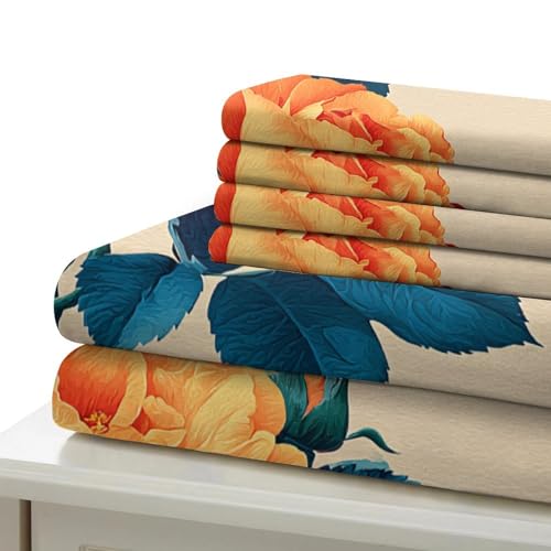 Housse de couette orchidée vintage microfibre drap de lit - 7