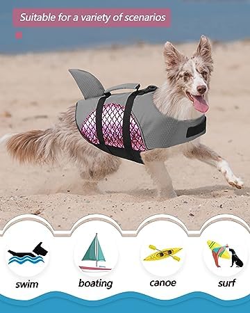 VBM nylon Adjustable Dog Life Jacket Swimming Safety Vest Swimsuit Dog Aquatic Reflective Preserver Safety Float Vest Saver Life Jacket, 1 Count 2