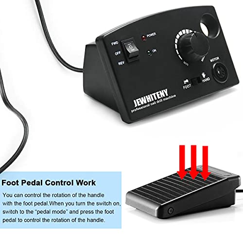 Jewhiteny Professional Nail Drill Machine 30000Rpm Light Acrylic Electric Nail File Kits For Remove Nail Gel Polish Nail Drills For Acrylic Nails Design For Home Salon Use 110-240V(Black) #TOP5