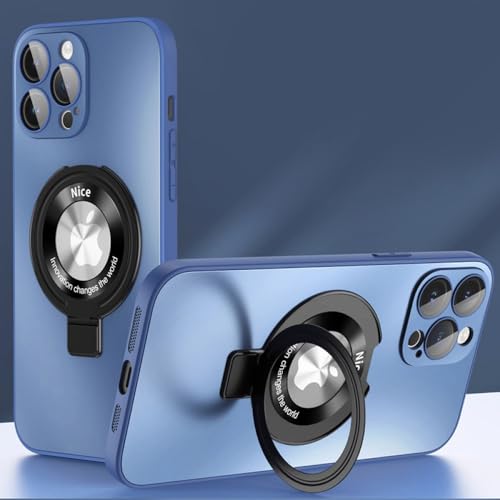 Étui iPhone 11 bleu ENILSA avec support en verre de lentille pour charge sans fil