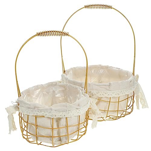 Happyyami 2pezzi Cestino Decorativo Intrecciato per Piante Contenitore per Fioriere Maneggevole Ferro per Decorazioni Casa e Giardino per Piante e Fiori Stile Rustico