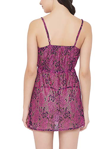 Image of Clovia Women's Lace Babydoll with Thong