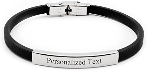 Custom Personalized Extra Narrow Silicone Bracelets, ID Bracelets for Men Women Kids Running