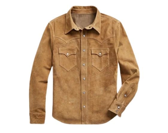 Men's Leather Shirt Western Style Real Suede Leather Jacket - Main Image