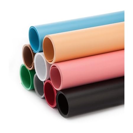 Amazon Meking Pvc背景布 バックペーパー 60x130cm 白 黒 68x130cm グレー ブルー イエロー ピンク レッド グリーン コーヒーの9色セット 写真撮影用 アクセサリー 美食 商品撮影などに対応 Meking バックペーパー 背景布