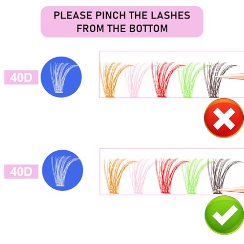 Image of Colored Lash Clusters LAUBESS Colored Eyelash Clusters Wispy Colored Lash Extensions Colorful Lash Clusters Individual Lashes White Orange Light Pink Red Green Dark Brown (Colorful 0.07D, 13 /15mm)