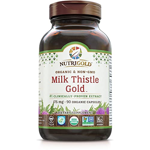 Nutrigold Organic Milk Thistle Extract - Milk Thistle Gold, 90 Capsules (#1 Pharmaceutical Grade Liver Support Supplement for Liver Detox & Cleanse)