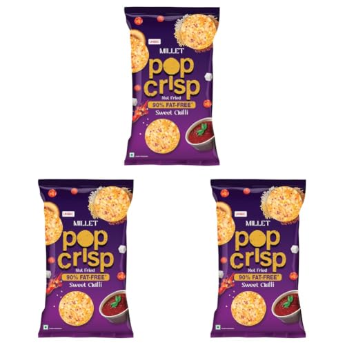 Image of UNIBIC Pop Crisp I Millet Chips I Sweet Chilli I Popped Chips I | Not Baked Not Fried |90% Fat Free | Low Calorie | Healthy Snacks | 40 Grams (Pack of 3)