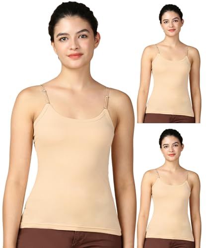 Image of Lux Cozi Premium Cotton Regular Fit Camisole for Women - Pack of 3