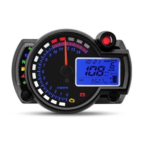 Motocicletas Odómetro Velocímetro Cuentakilómetros Digital Para Motocicleta, Velocímetro, 7 Colores, Retroiluminación Ajustable, Medidor De Tablero De Instrumentos Para Motocicleta, Tacómetro, Función