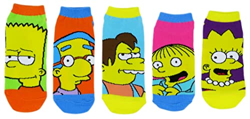 The Simpsons Lot de 5 paires de chaussettes invisibles pour femme (taille unique, multicolore Simpson), Simpsons Multicolore, taille unique