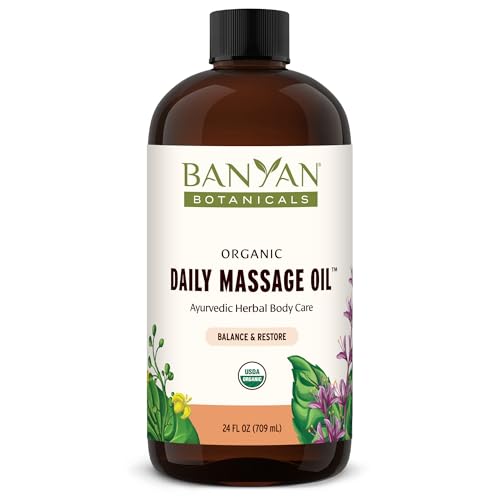 Banyan Botanicals Daily Massage Oil – Organic Ayurvedic Massage Oil – Balancing and Grounding Massage Oil with Organic Ashwagandha and Organic Shatavari – 24 oz – Non GMO Sustainably Sourced
