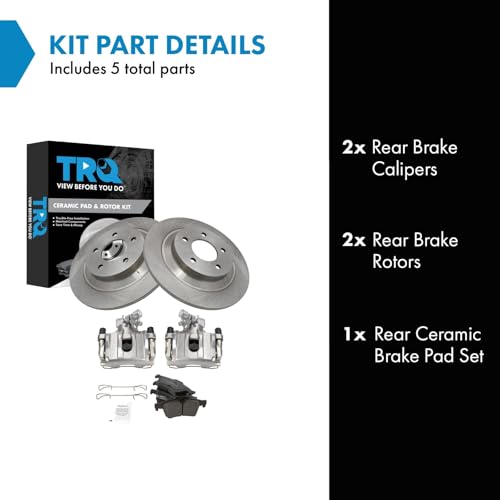 Image of TRQ Rear Brake Pad and Rotor Set Ceramic Rotors Calipers Compatible with 2006-2006 Mazda 5
