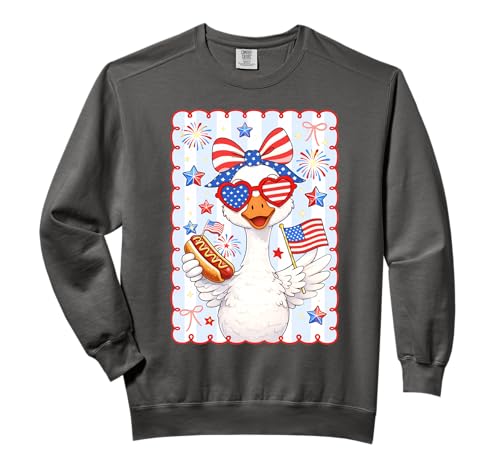 4th Of July Patriotic Goose Hot Dog Funny Men Women Kid Comfort Colors Adult Sweatshirt