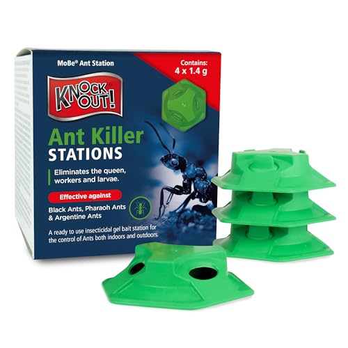 Barrettine MoBe Ant Stations (Pack of 4) - Ready to Use Insecticide Bait Station to Destroy Ants & Nests Suitable for Indoor & Outdoor Use All Year Round