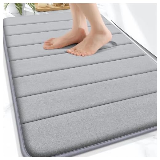 OLANLY Memory Foam Bath Mat 30x20, Super Soft Absorbent Bathroom Rugs, Quick Dry, Machine Washable Shower Floor Rugs, Bathmat Carpet, Bathroom Home Decor Accessories, Grey