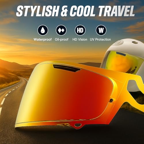 Image of Regent-X Replacement Helmet Visor Compatible with RX7X VAS-V MAX Quantum-X Corsair-X UV Protection Anti-Scratch Wearproof Shield Universal Face Shield Accessories (Rose Red)